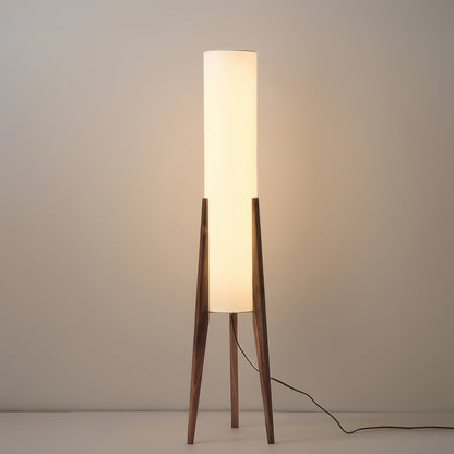 Walnut Wood Scandinavian Floor Lamp with Fabric Shade | Woodlyn