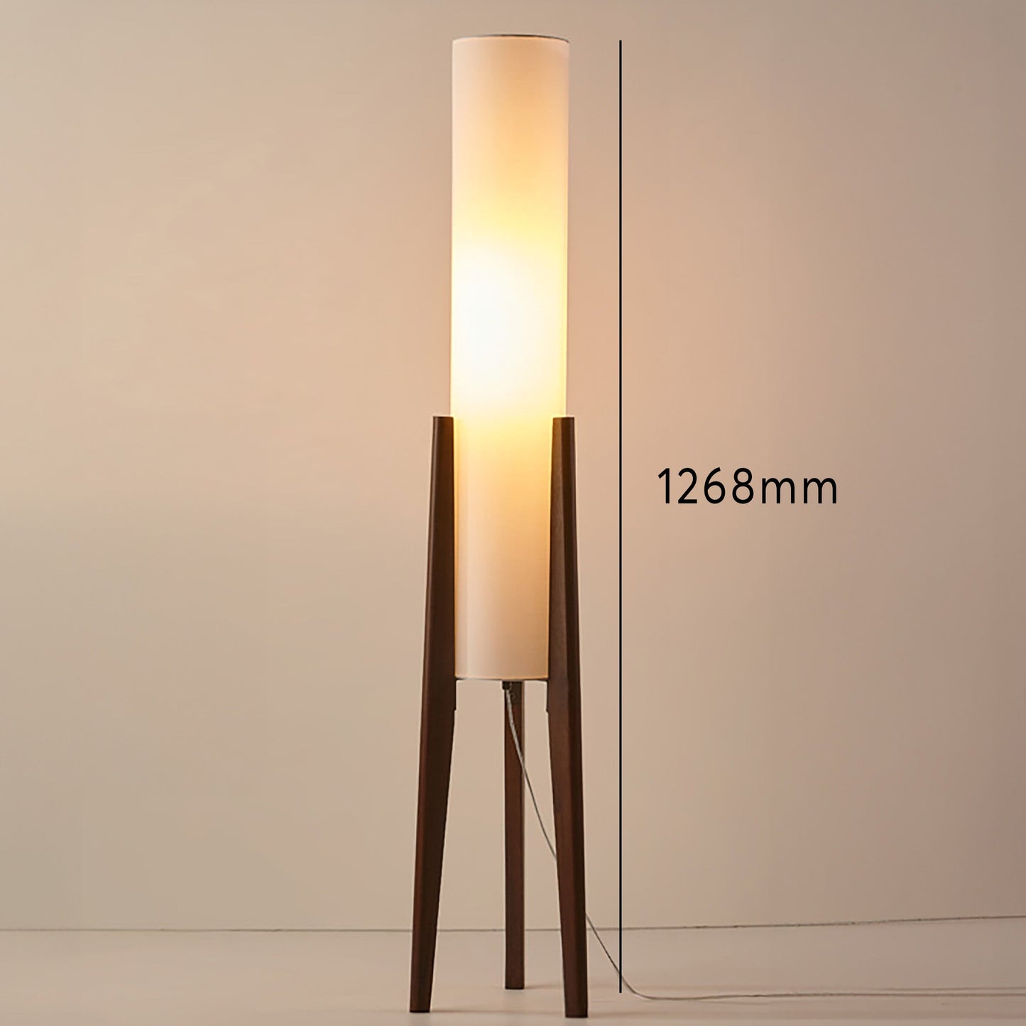 Walnut Wood Scandinavian Floor Lamp with Fabric Shade | Woodlyn