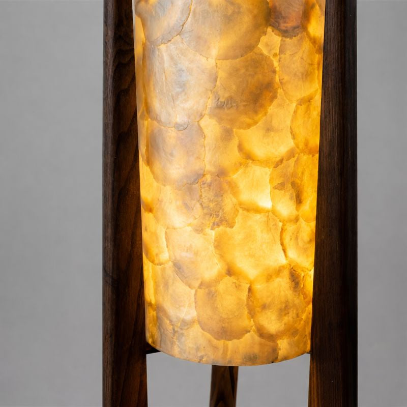 Walnut Wood Zen LED Floor Lamp with Fabric Shade | Lignen