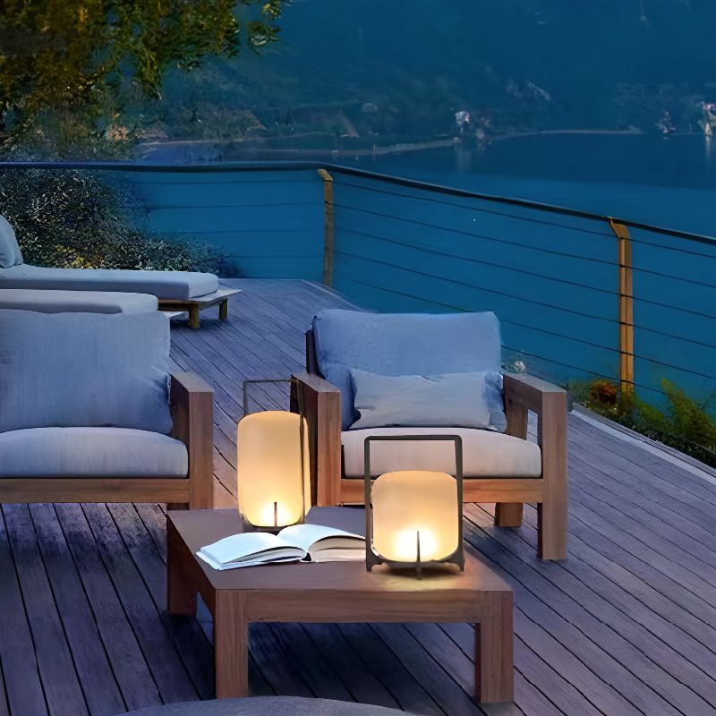 Warm Round Black Metal Outdoor LED Table Lamp | Glowmar