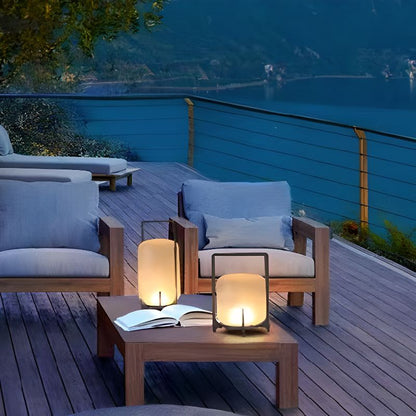 Warm Round Black Metal Outdoor LED Table Lamp | Glowmar