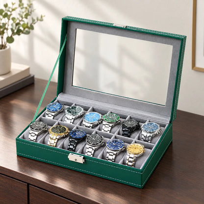 Watch Box with Clear Display Lid Removable Cushions and Lock