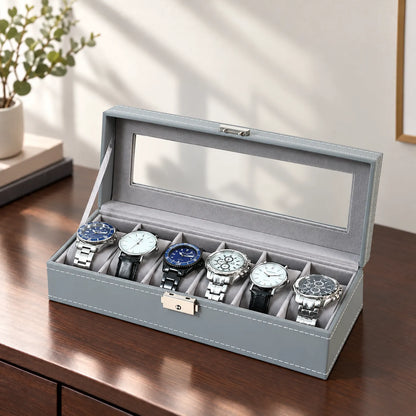 Watch Box with Clear Display Lid Removable Cushions and Lock