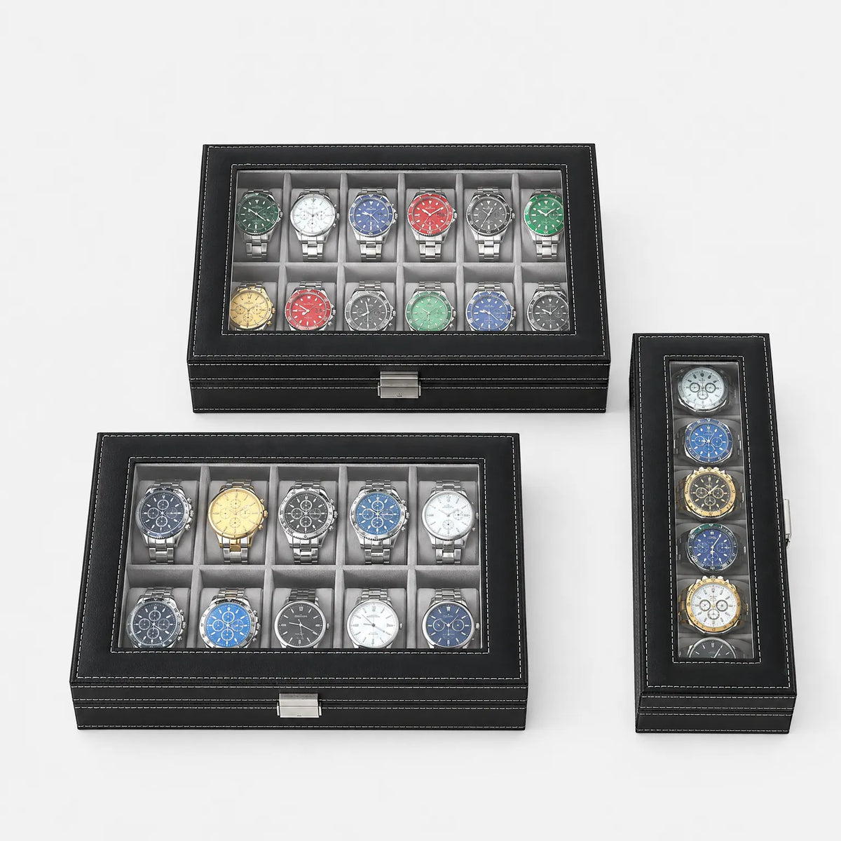 Watch Box with Clear Display Lid Removable Cushions and Lock