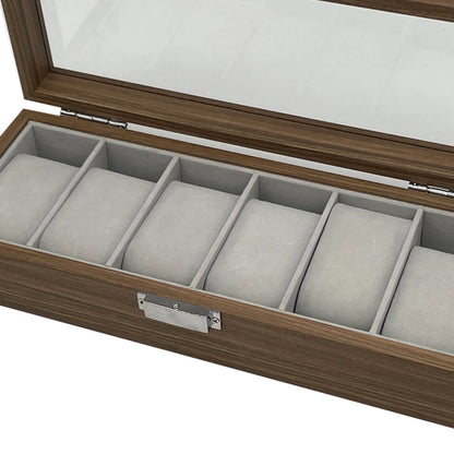 Watch Box with Clear Display Lid Six Slots and Soft Cushions