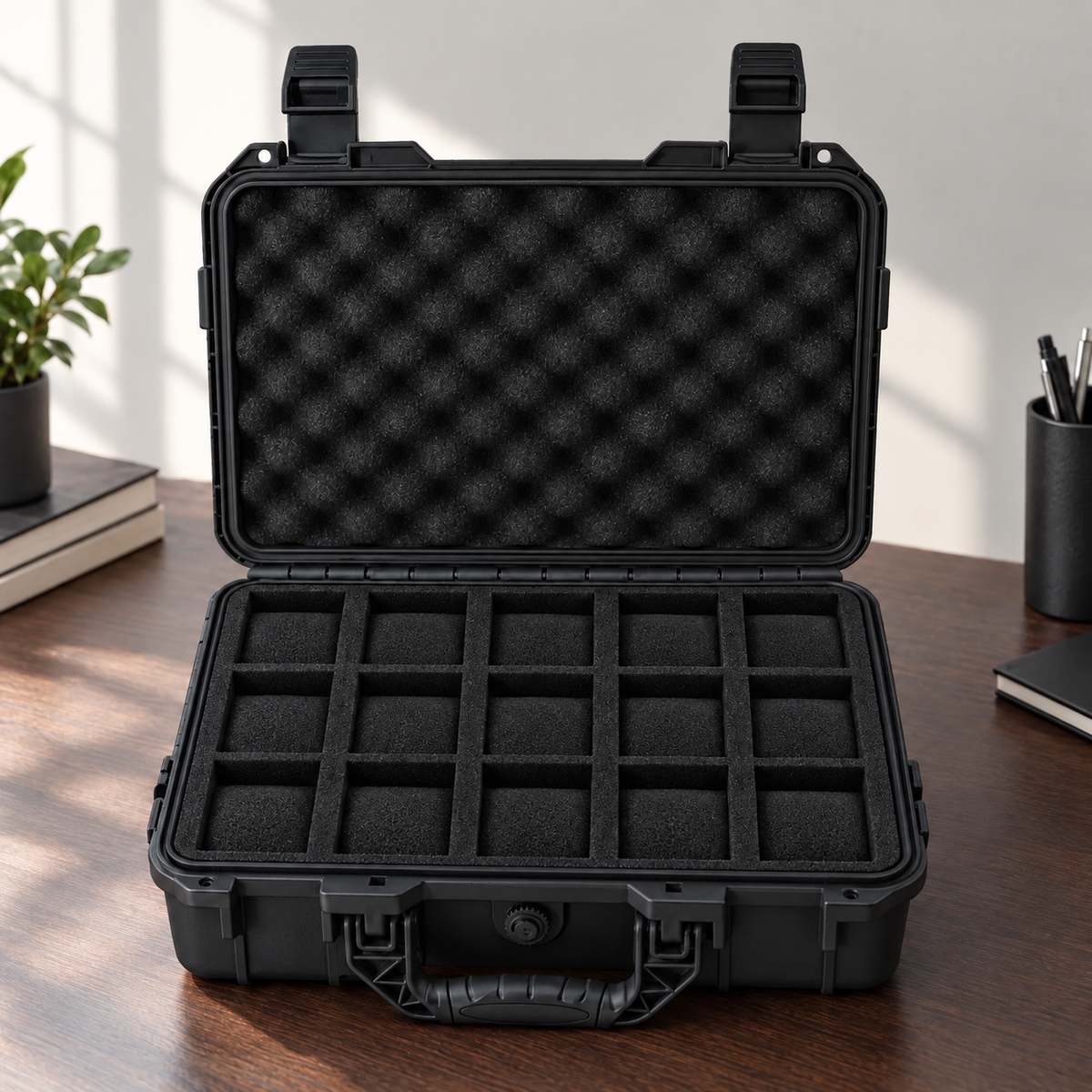 Watch Box with Hard Shell Carry Handle and Protective Foam Interior