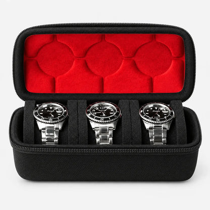 Watch Box with Hard Shell Zipper Closure and Removable Cushions