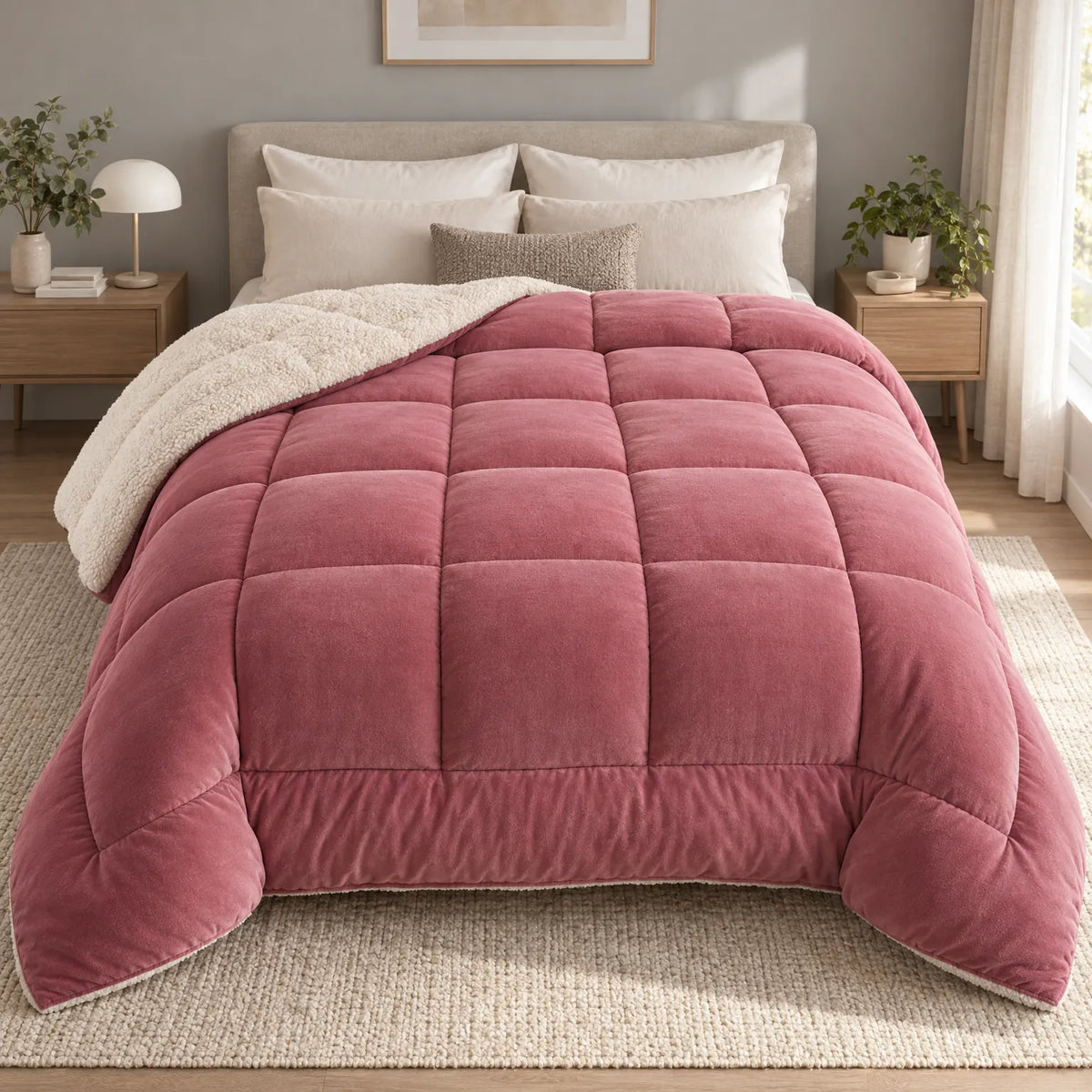 Weighted Winter Comforter with Plush Sherpa Lining