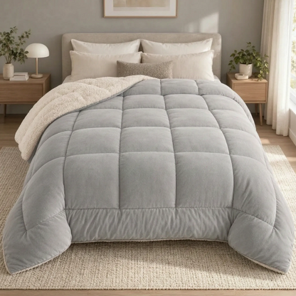 Weighted Winter Comforter with Plush Sherpa Lining