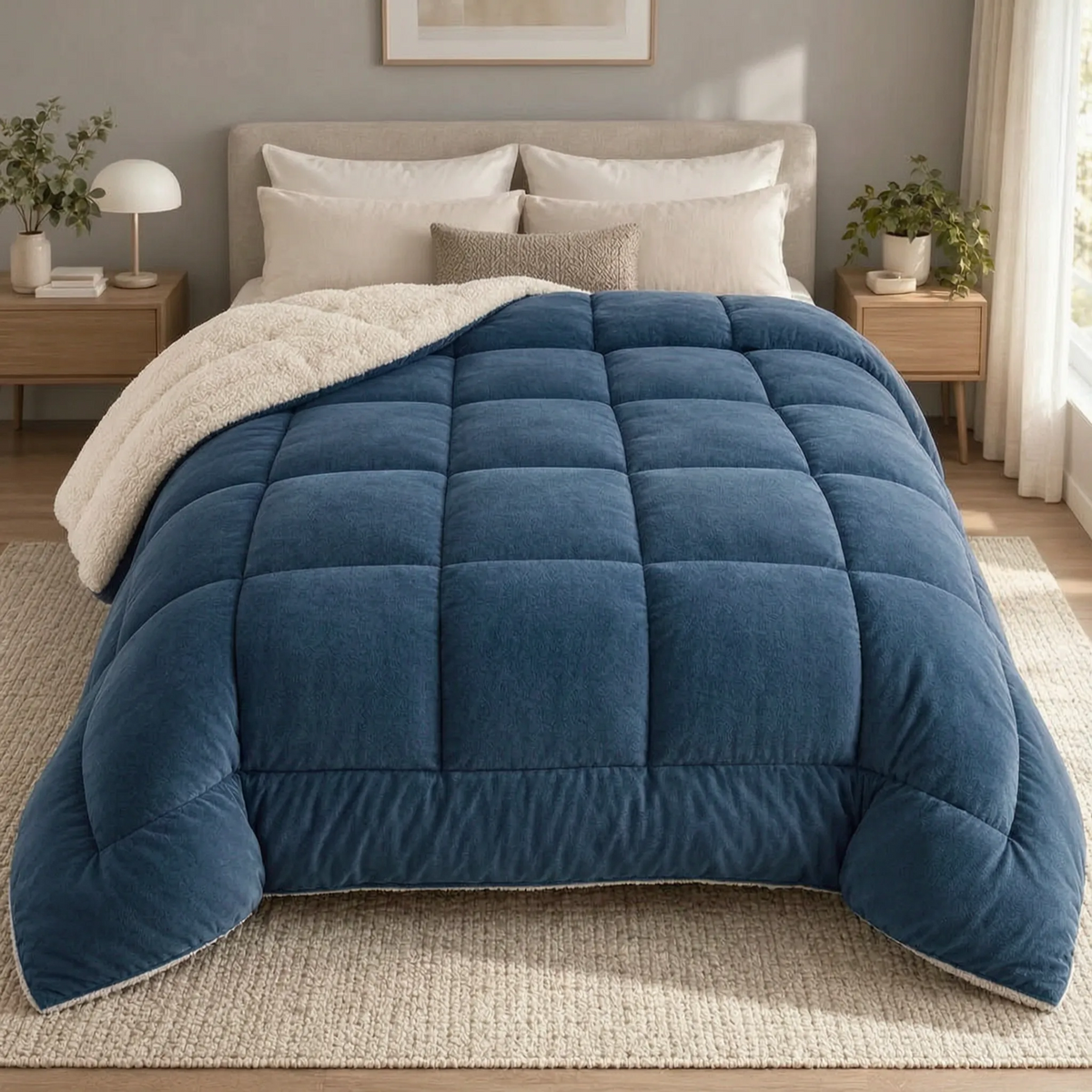 Weighted Winter Comforter with Plush Sherpa Lining