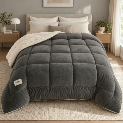 Weighted Winter Comforter with Plush Sherpa Lining