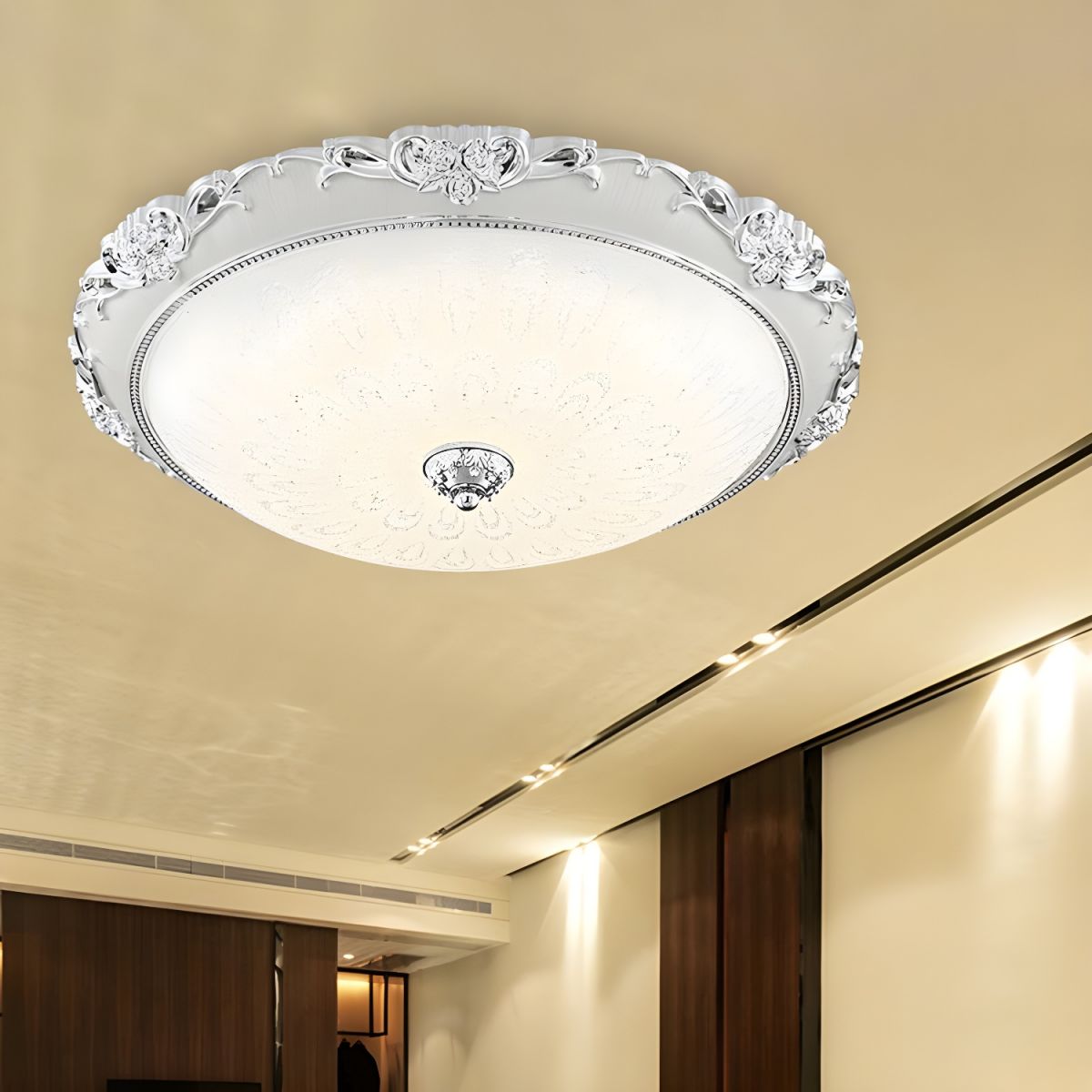 Wide Glass Ceiling Lamp Modern Flush Mount LED | Selvaro