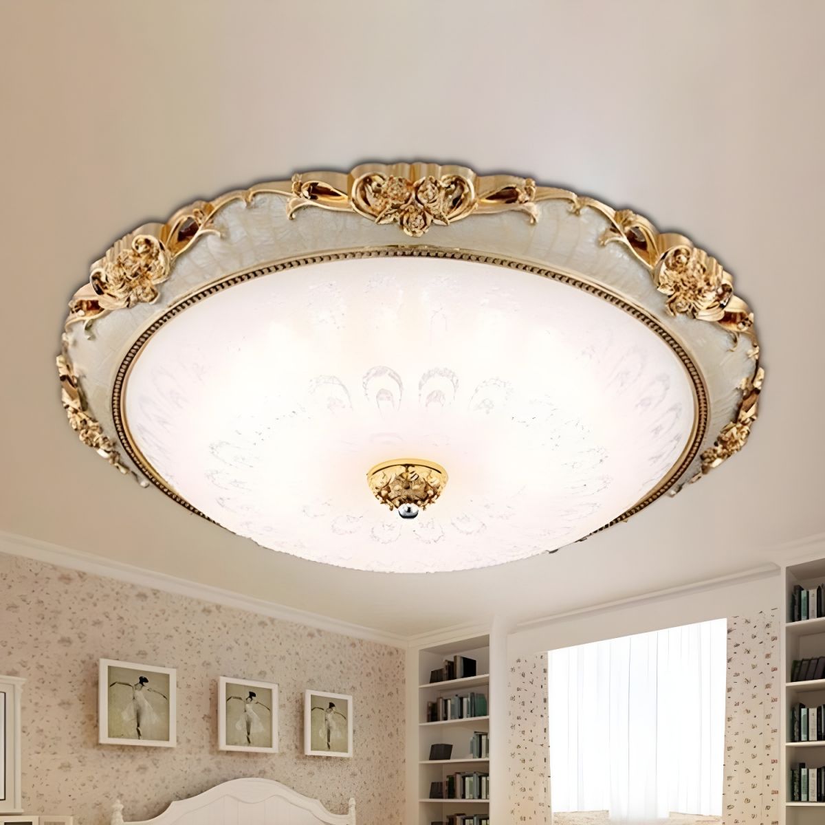 Wide Glass Ceiling Lamp Modern Flush Mount LED | Selvaro