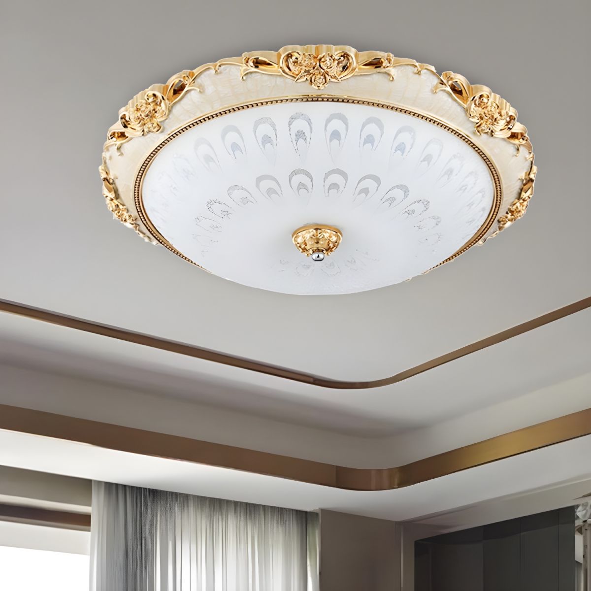 Wide Glass Ceiling Lamp Modern Flush Mount LED | Selvaro