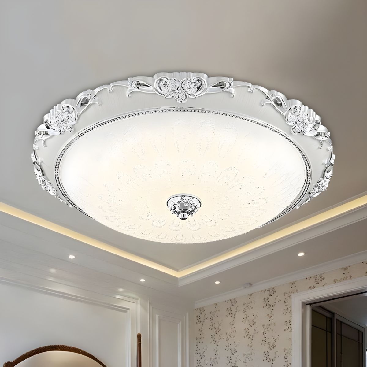 Wide Glass Ceiling Lamp Modern Flush Mount LED | Selvaro