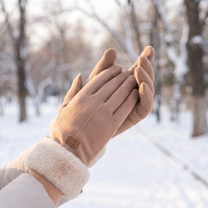 Women Plush Cuff Winter Gloves