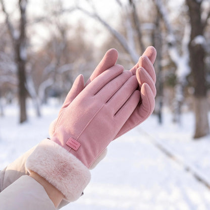 Women Plush Cuff Winter Gloves