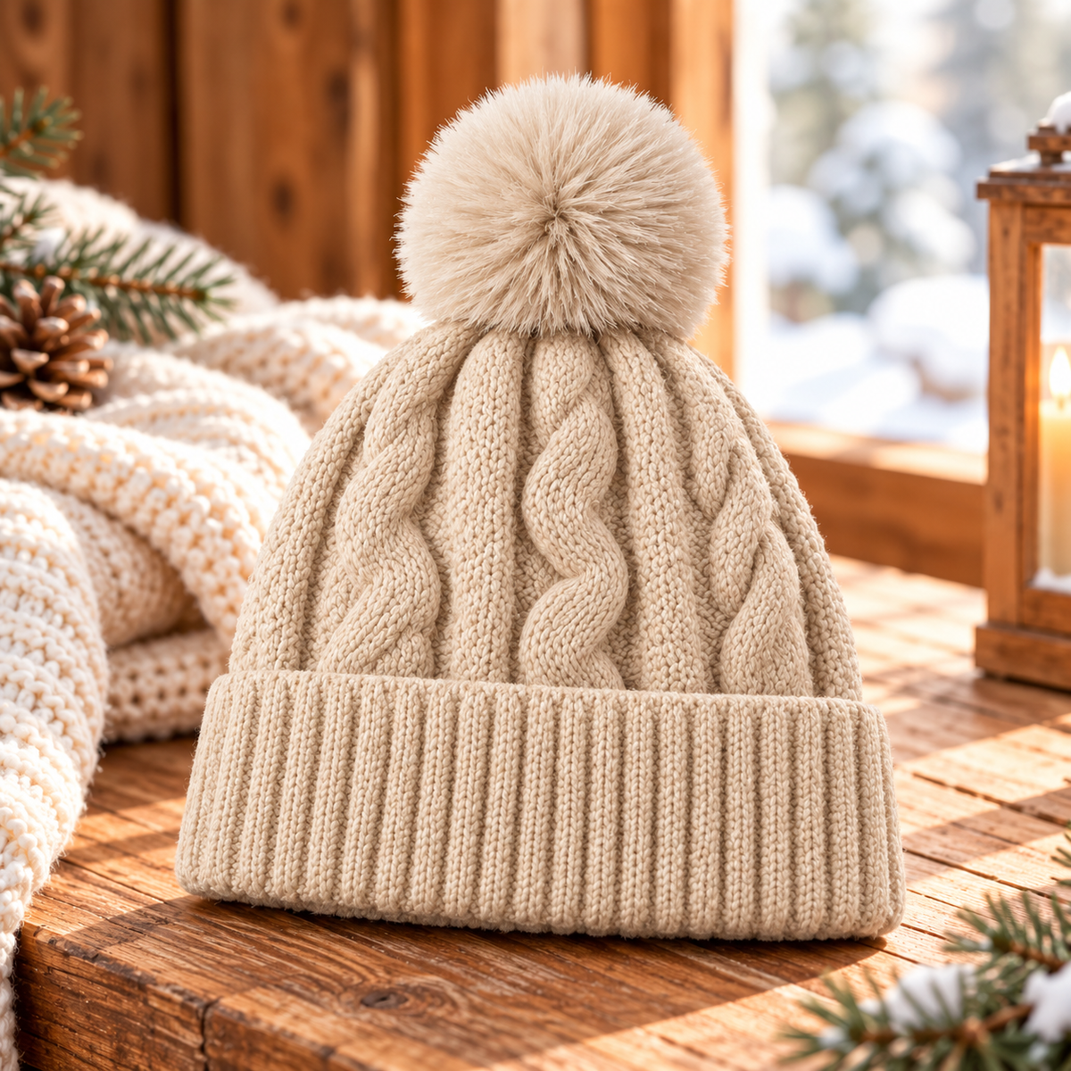Women's Cable-Knit Winter Beanie