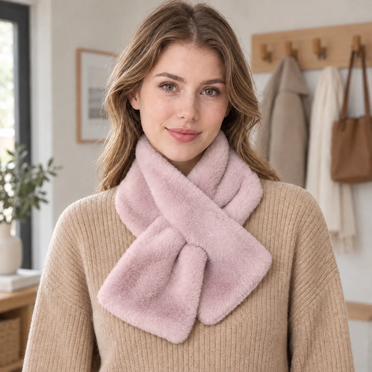Women's Knit Faux Fur Scarf