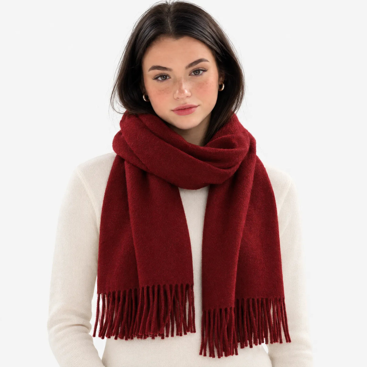 Women's Solid Fringed Winter Scarf