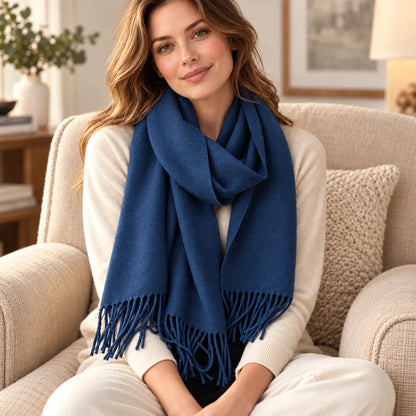 Women's Solid Fringed Winter Scarf