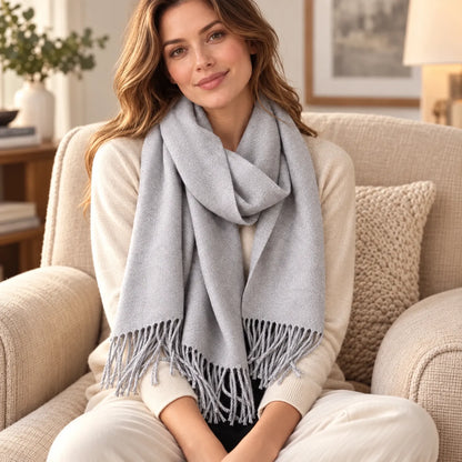 Women's Solid Fringed Winter Scarf
