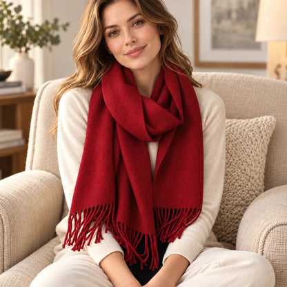 Women's Solid Fringed Winter Scarf