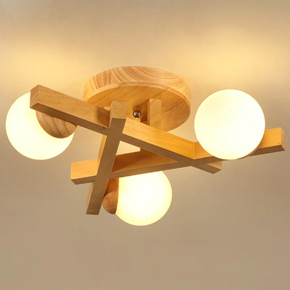 Wood Cross Line Ceiling Light Modern Interior Fixture | Felrixo