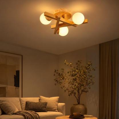Wood Cross Line Ceiling Light Modern Interior Fixture | Felrixo