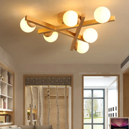 Wood Cross Line Ceiling Light Modern Interior Fixture | Felrixo