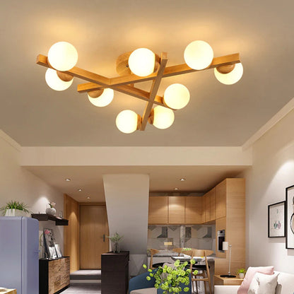 Wood Cross Line Ceiling Light Modern Interior Fixture | Felrixo