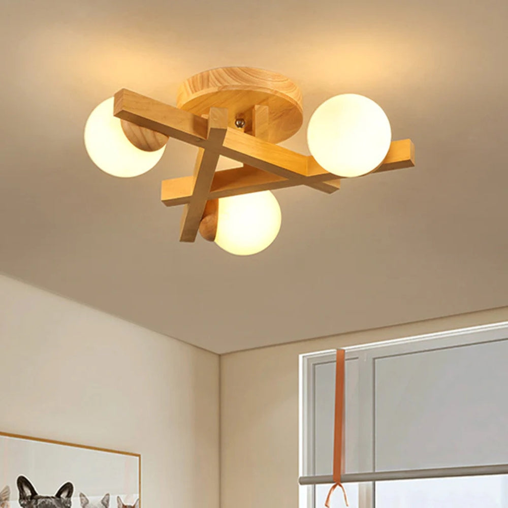 Wood Cross Line Ceiling Light Modern Interior Fixture | Felrixo