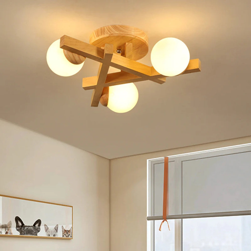 Wood Cross Line Ceiling Light Modern Interior Fixture | Felrixo