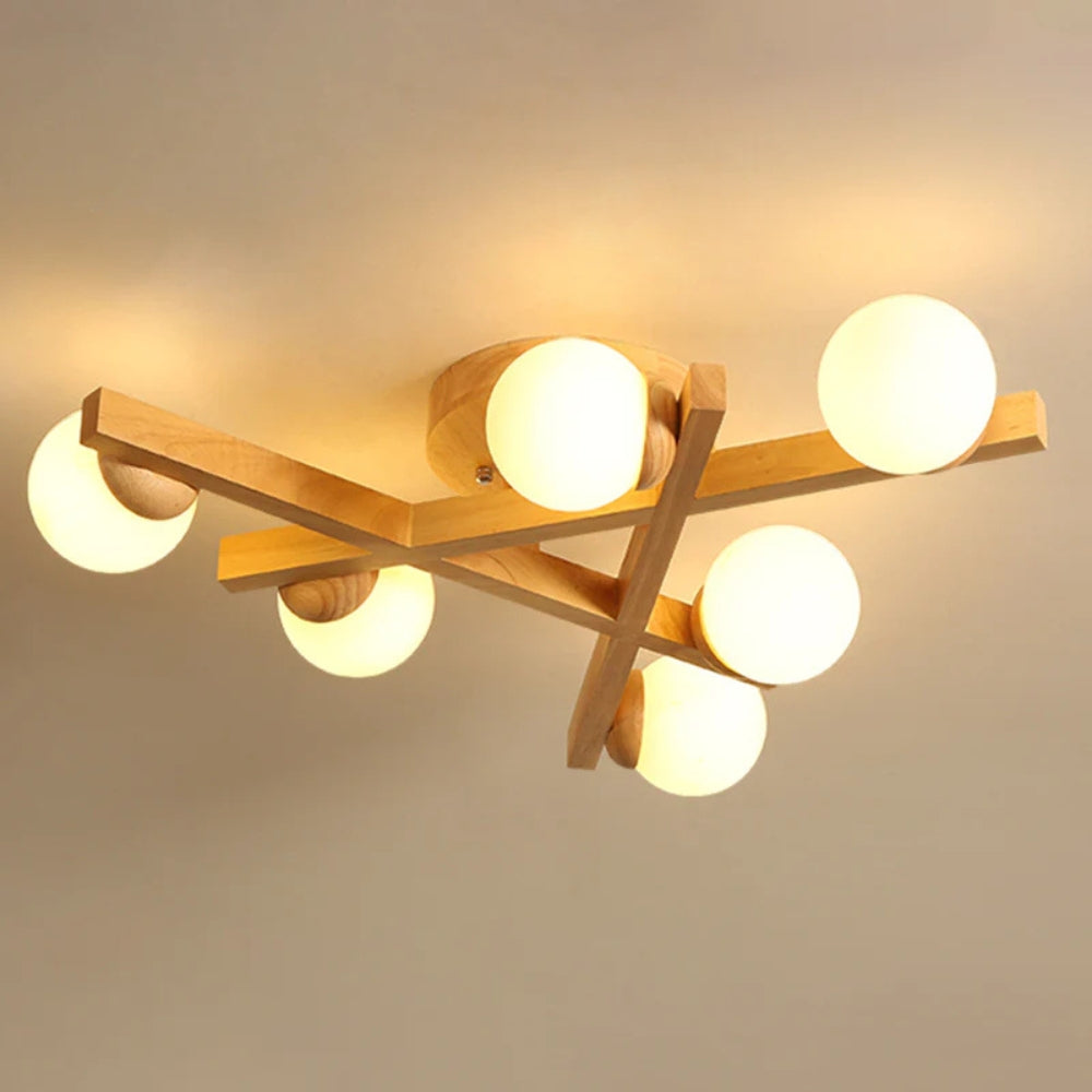 Wood Cross Line Ceiling Light Modern Interior Fixture | Felrixo