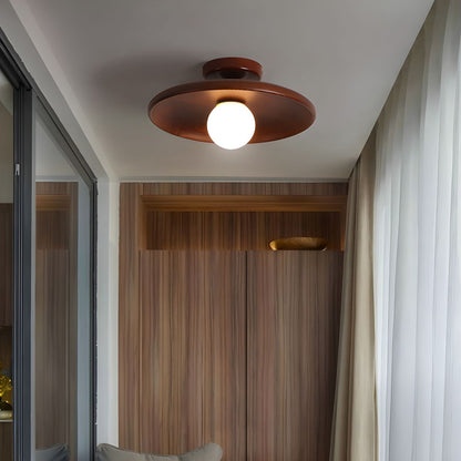 Wood Globe Flush Mount Ceiling Light Nordic Style | Velmora