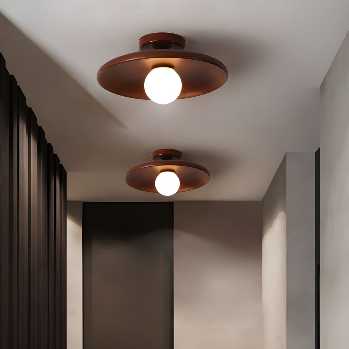 Wood Globe Flush Mount Ceiling Light Nordic Style | Velmora
