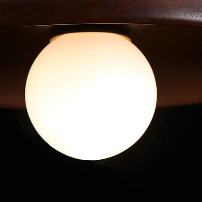 Wood Globe Flush Mount Ceiling Light Nordic Style | Velmora