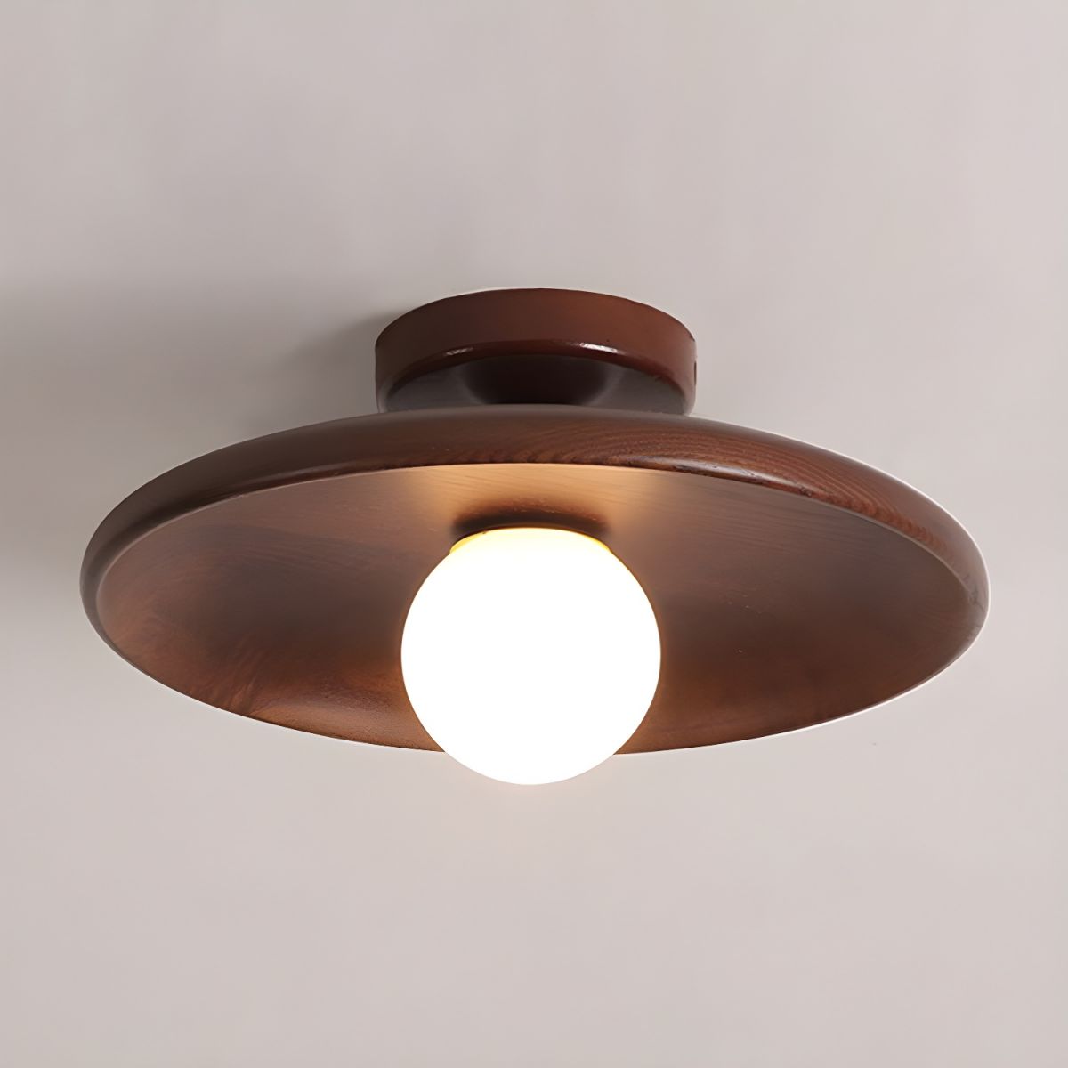 Wood Globe Flush Mount Ceiling Light Nordic Style | Velmora