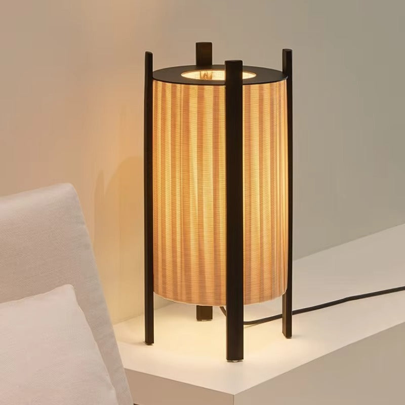 Wood Grid Floor Lamp with Fabric Shade Wabi Sabi | Takumiya
