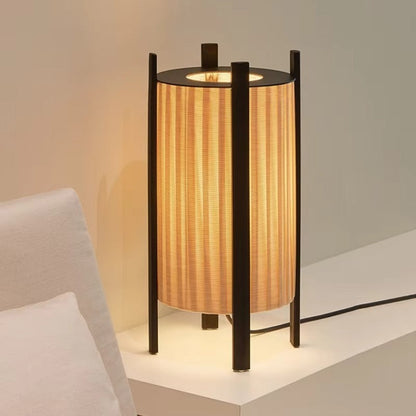 Wood Grid Floor Lamp with Fabric Shade Wabi Sabi | Takumiya