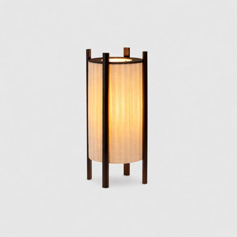 Wood Grid Floor Lamp with Fabric Shade Wabi Sabi | Takumiya