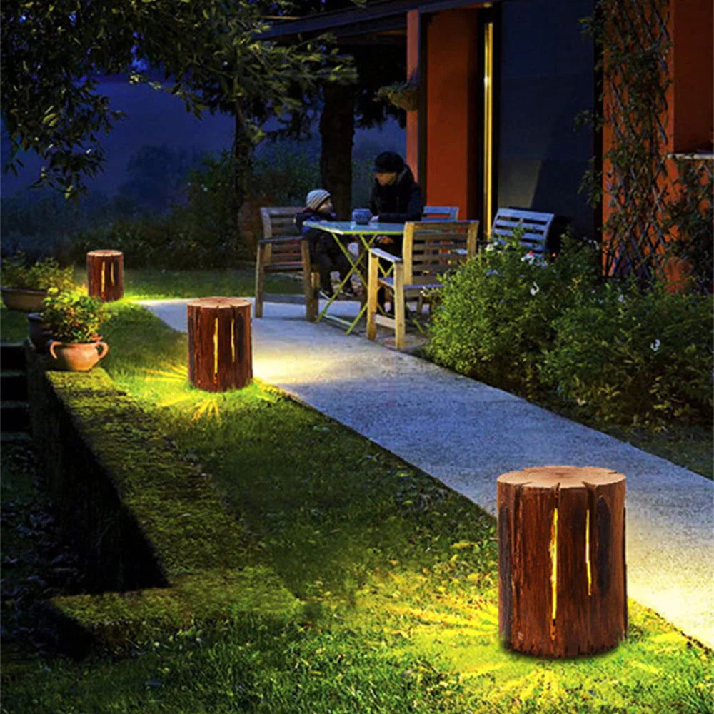 Wooden Column Garden Floor Lamp Outdoor Light | Timbera
