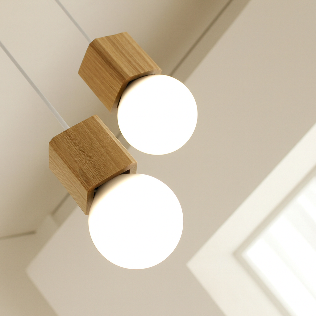 Wooden Cube Pendant Light Scandinavian Ceiling Fixture | Skovren