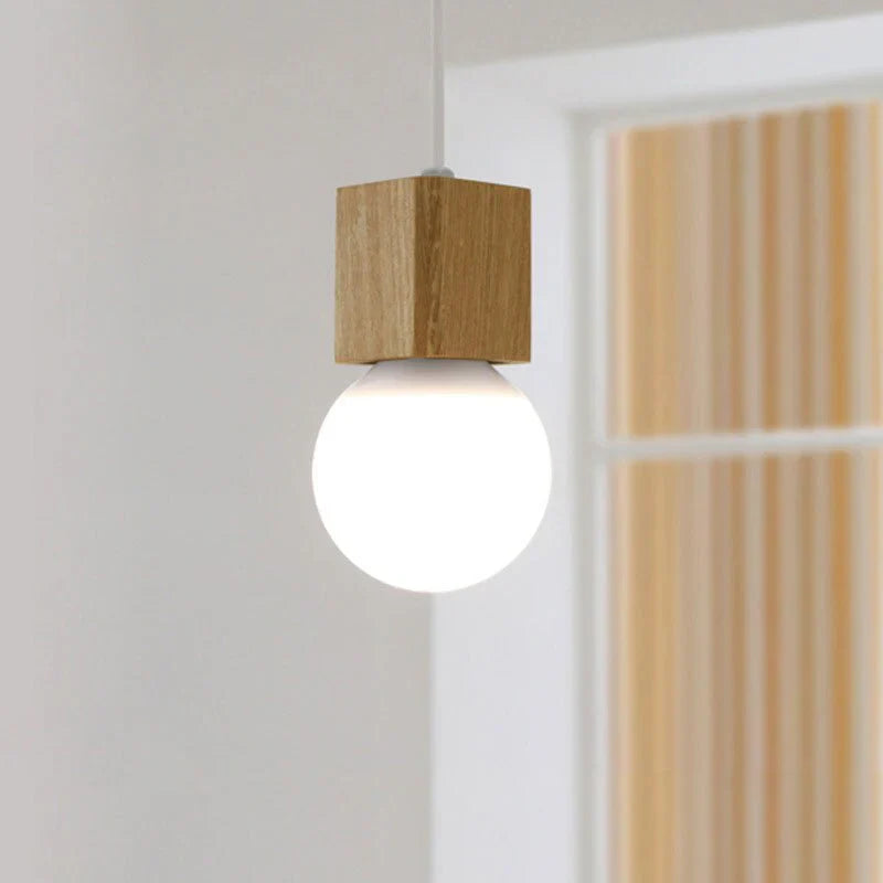 Wooden Cube Pendant Light Scandinavian Ceiling Fixture | Skovren