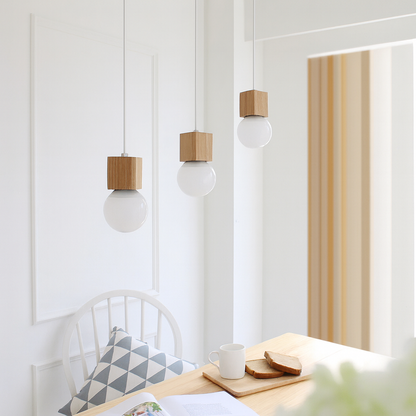 Wooden Cube Pendant Light Scandinavian Ceiling Fixture | Skovren