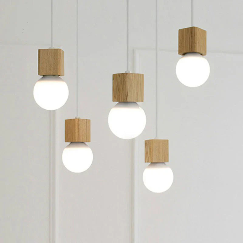 Wooden Cube Pendant Light Scandinavian Ceiling Fixture | Skovren