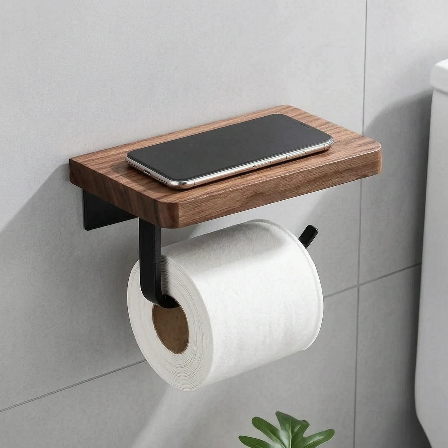 Wooden Shelf Toilet Paper Holder for Bathroom