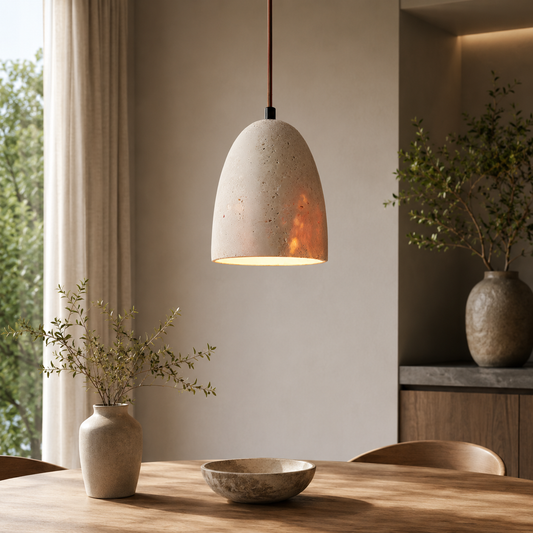 Yellow Travertine Bell Pendant Light in Retro Style | Aurevik