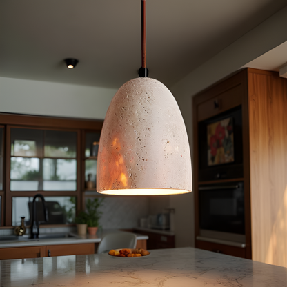 Yellow Travertine Bell Pendant Light in Retro Style | Aurevik