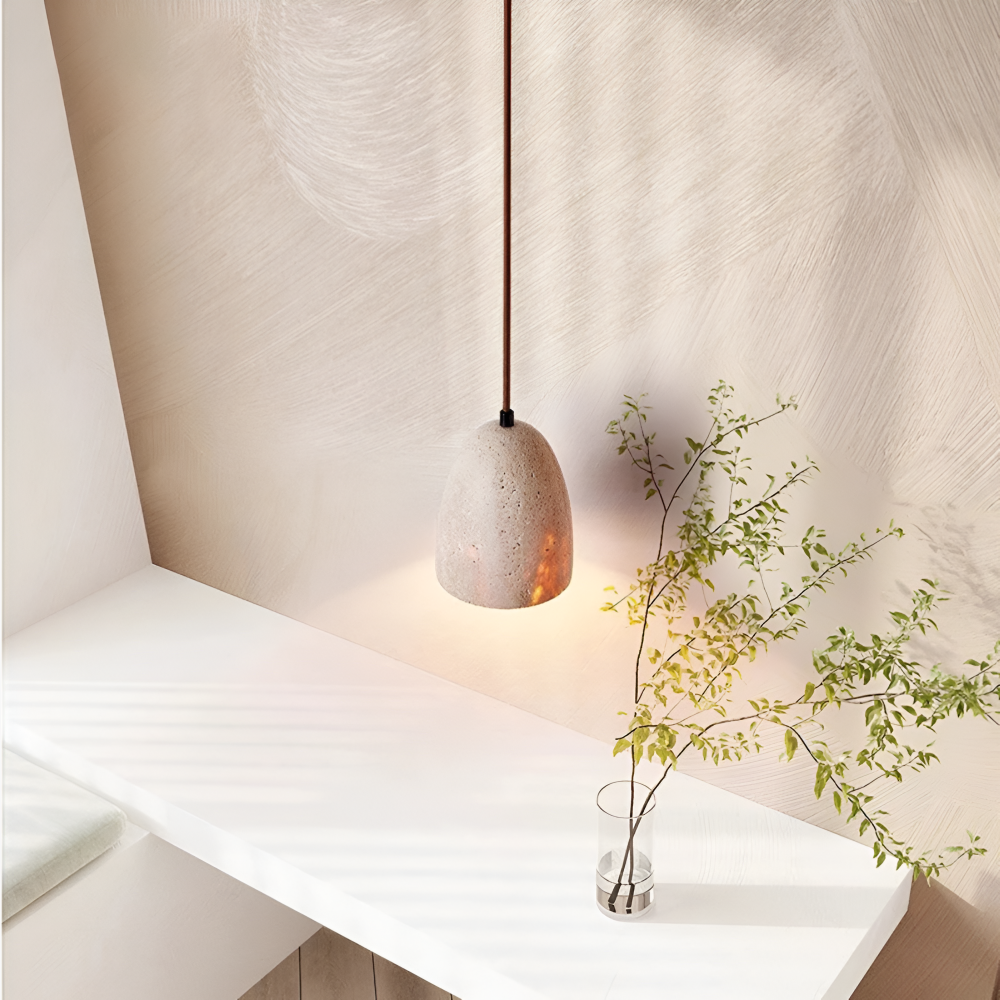 Yellow Travertine Bell Pendant Light in Retro Style | Aurevik